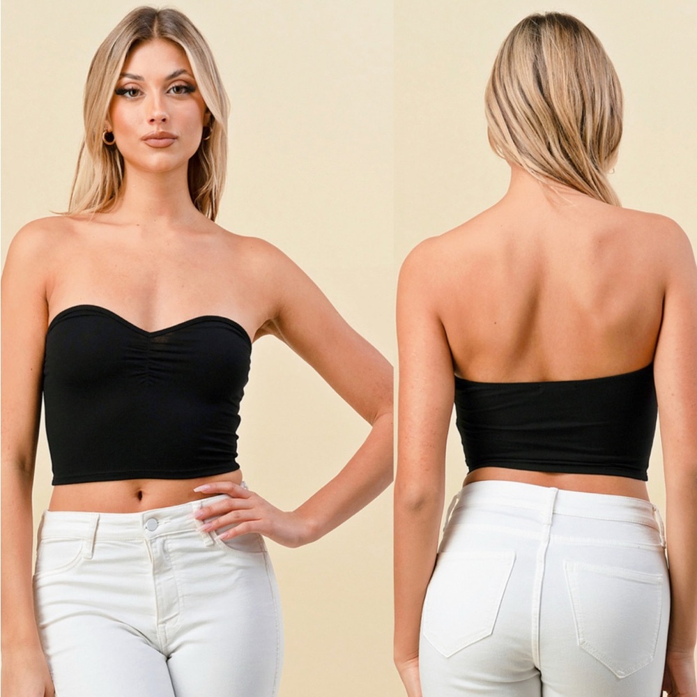 Black Strapless Tube Top - Picture 3 of 7